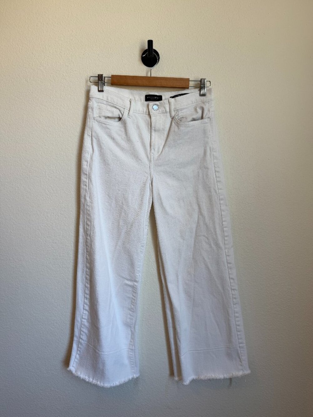 Banana Republic High Rise Cropped Wide Leg Jeans White Raw Hem Size 27 - Picture 3 of 9